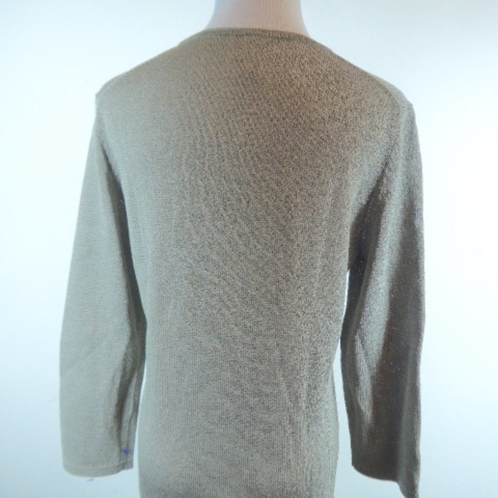 EILEEN FISHER scoop neck gray cotton knit SWEATER TOP M - Picture 3 of 4